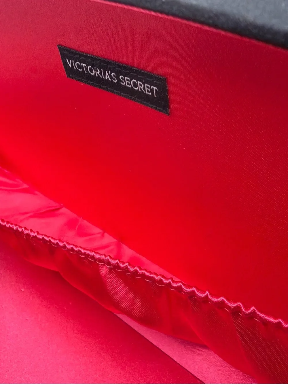 Victoria's Secret Black Satin Satchel with Rhinestone Detail